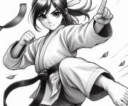 Coloriage Fille puissante qui fait de karate