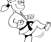 Coloriage Fille rigolote fait du karate