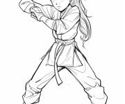Coloriage Fille s'entraine au karate