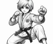 Coloriage Fille souriante en uniforme de Tai Chi