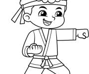 Coloriage Gar&ccedil;on en uniforme de karate