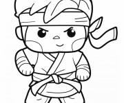 Coloriage Gar&ccedil;on fait du karate chibi