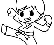 Coloriage Gar&ccedil;on fait du karate en miniature
