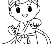 Coloriage Gar&ccedil;on kawaii fait du karat&eacute;