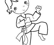 Coloriage Gar&ccedil;on mignon fait du karate