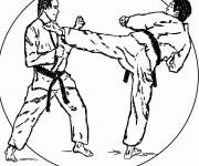 Coloriage Hommes en combat arts martiaux