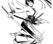Coloriage Illustration manga fille en arts martiaux