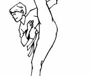 Coloriage Jeune homme fait du karate arts martiaux