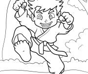 Coloriage Joyeux garçon maitre des arts martiaux