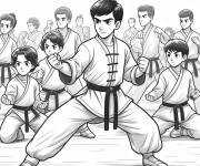 Coloriage La classe de Taekwondo commence