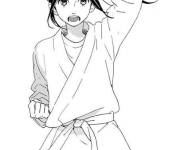 Coloriage La fille commence a apprendre le Kung Fu