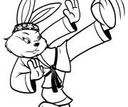 Coloriage Lapin mignon fait du Taekwondo