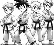 Coloriage Les membres de classe de Karate