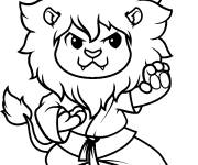 Coloriage Lion fait du karat&eacute;