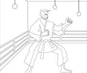Coloriage Lutteur des Arts martiaux sur le tapis