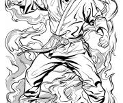 Coloriage Maitre des arts martiaux en feu
