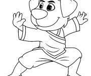 Coloriage Mascotte fait du Kung Fu