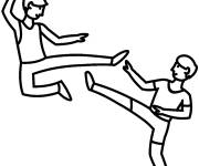 Coloriage Match de Taekwondo en vecteur