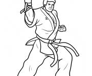 Coloriage Modèle facile d'un combattant de karate