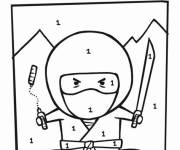 Coloriage Ninja num&eacute;rot&eacute; pour enfants