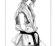 Coloriage Page de manga fille Kung Fu