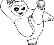Coloriage Panda Po attaque de Kung Fu