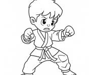 Coloriage Petit enfant en attaquant