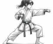 Coloriage Petite fille qui maitrise le karate