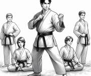 Coloriage Photo des combattants de karate