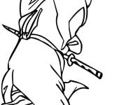 Coloriage Pose de Ninja sur ses mains