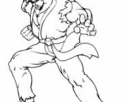 Coloriage Ryu fort art martiaux