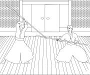 Coloriage Sc&egrave;ne des Arts martiaux
