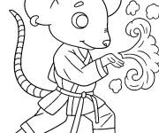 Coloriage Souris maitre de arts martiaux