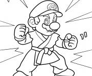 Coloriage Super Mario fait des arts martiaux