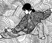 Coloriage Tai Chi zentangle