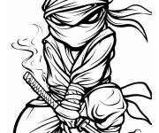 Coloriage Un ninja arts martiaux chibi