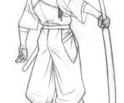 Coloriage et dessins gratuit Un samurai adulte pret pour le combat à imprimer