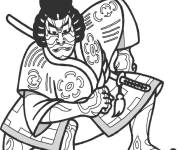 Coloriage Un samurai maitre des arts martiaux au Japon