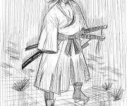 Coloriage Un samurai symbole de la force des arts martiaux