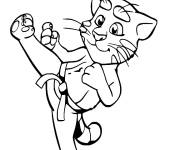 Coloriage Un tigre mignon fait du taekwondo