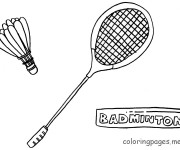 Coloriage Badminton Raquette et Volant en noir