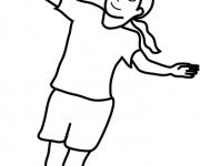 Coloriage Fille qui joue au Badminton