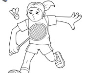 Coloriage Jeune fille en jouant Badminton