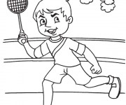 Coloriage Joueur Badminton pendant le match