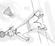 Coloriage Joueur de Badminton &agrave; d&eacute;couper