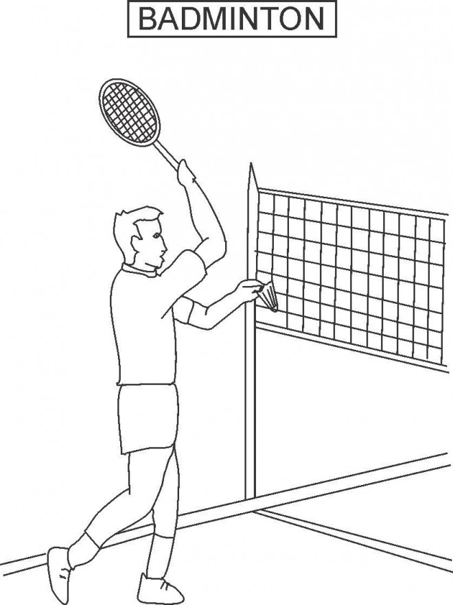 Coloriage Joueur de  Badminton  en match dessin  gratuit  