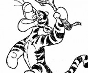 Coloriage Le Tigre joue au Badminton