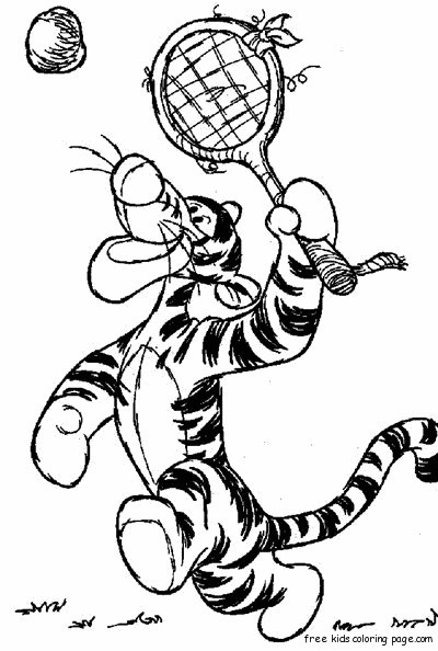 Coloriage et dessins gratuits Le Tigre joue au Badminton à imprimer