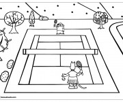 Coloriage Match de Tennis dans la forêt