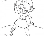 Coloriage Une petite fille joue au Badminton
